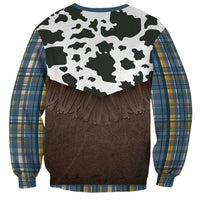 Cowboy Vest Costume Sweatshirt Blue Yellow Plaid Pattern - Wonder Print Shop