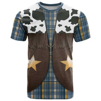 Cowboy Vest Costume T Shirt Blue Yellow Plaid Pattern - Wonder Print Shop