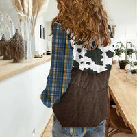 Cowboy Vest Costume Women Casual Shirt Blue Yellow Plaid Pattern - Wonder Print Shop