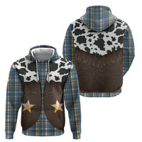 Cowboy Vest Costume Zip Hoodie Blue Yellow Plaid Pattern - Wonder Print Shop