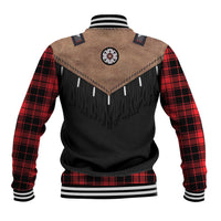 Western Cowboy Vest Style Baseball Jacket Black Red Plaid Pattern - Wonder Print Shop