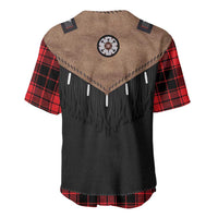 Western Cowboy Vest Style Baseball Jersey Black Red Plaid Pattern - Wonder Print Shop