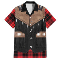 Western Cowboy Vest Style Hawaiian Shirt Black Red Plaid Pattern - Wonder Print Shop