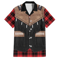 Western Cowboy Vest Style Hawaiian Shirt Black Red Plaid Pattern - Wonder Print Shop