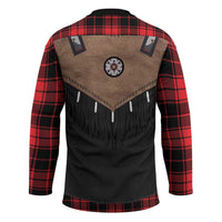 Western Cowboy Vest Style Hockey Jersey Black Red Plaid Pattern - Wonder Print Shop