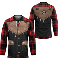 Western Cowboy Vest Style Hockey Jersey Black Red Plaid Pattern - Wonder Print Shop