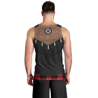 Western Cowboy Vest Style Men Tank Top Black Red Plaid Pattern - Wonder Print Shop