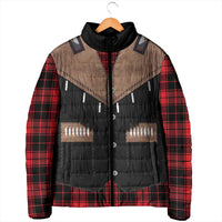 Western Cowboy Vest Style Padded Jacket Black Red Plaid Pattern - Wonder Print Shop