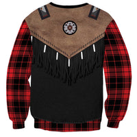Western Cowboy Vest Style Sweatshirt Black Red Plaid Pattern - Wonder Print Shop