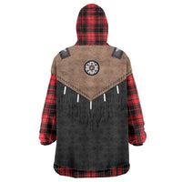 Western Cowboy Vest Style Wearable Blanket Hoodie Black Red Plaid Pattern - Wonder Print Shop