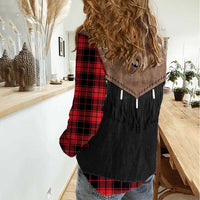 Western Cowboy Vest Style Women Casual Shirt Black Red Plaid Pattern - Wonder Print Shop