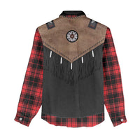 Western Cowboy Vest Style Women Casual Shirt Black Red Plaid Pattern - Wonder Print Shop