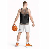 Western Cowboy Vest Style Basketball Jersey Brown Beige Plaid Pattern - Wonder Print Shop