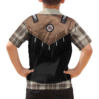 Western Cowboy Vest Style Hawaiian Shirt Brown Beige Plaid Pattern - Wonder Print Shop