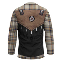 Western Cowboy Vest Style Hockey Jersey Brown Beige Plaid Pattern - Wonder Print Shop