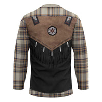Western Cowboy Vest Style Hockey Jersey Brown Beige Plaid Pattern - Wonder Print Shop