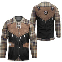 Western Cowboy Vest Style Hockey Jersey Brown Beige Plaid Pattern - Wonder Print Shop