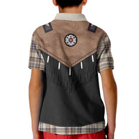 Western Cowboy Vest Style Kid Polo Shirt Brown Beige Plaid Pattern - Wonder Print Shop