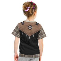 Western Cowboy Vest Style Kid T Shirt Brown Beige Plaid Pattern - Wonder Print Shop