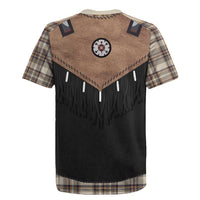 Western Cowboy Vest Style Rugby Jersey Brown Beige Plaid Pattern - Wonder Print Shop