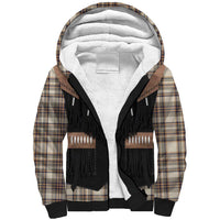 Western Cowboy Vest Style Sherpa Hoodie Brown Beige Plaid Pattern - Wonder Print Shop