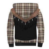 Western Cowboy Vest Style Sherpa Hoodie Brown Beige Plaid Pattern - Wonder Print Shop