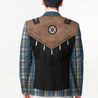 Western Cowboy Vest Style Blazer Blue Yellow Plaid Pattern - Wonder Print Shop
