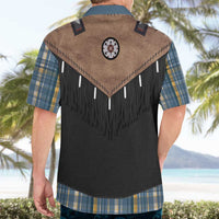 Western Cowboy Vest Style Hawaiian Shirt Blue Yellow Plaid Pattern - Wonder Print Shop