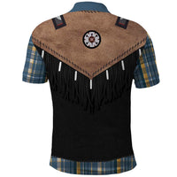 Western Cowboy Vest Style Polo Shirt Blue Yellow Plaid Pattern - Wonder Print Shop