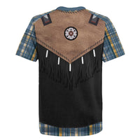 Western Cowboy Vest Style Rugby Jersey Blue Yellow Plaid Pattern - Wonder Print Shop