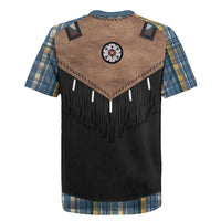 Western Cowboy Vest Style Rugby Jersey Blue Yellow Plaid Pattern - Wonder Print Shop