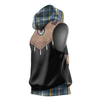 Western Cowboy Vest Style Sleeveless Hoodie Blue Yellow Plaid Pattern - Wonder Print Shop