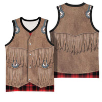 Retro Black Red Plaid Basketball Jersey Western Cowboy Vest Costume - Wonder Print Shop