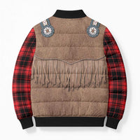 Retro Black Red Plaid Bomber Puffer Jacket Western Cowboy Vest Costume - Wonder Print Shop
