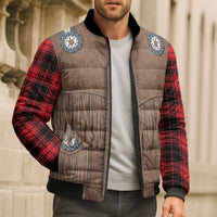 Retro Black Red Plaid Bomber Puffer Jacket Western Cowboy Vest Costume - Wonder Print Shop