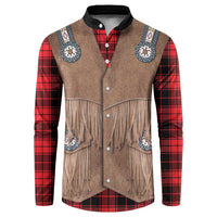 Retro Black Red Plaid Button Sweatshirt Western Cowboy Vest Costume - Wonder Print Shop