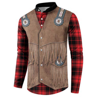 Retro Black Red Plaid Button Sweatshirt Western Cowboy Vest Costume - Wonder Print Shop
