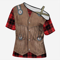 Retro Black Red Plaid Cross Shoulder Shirt Western Cowboy Vest Costume - Wonder Print Shop