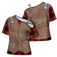 Retro Black Red Plaid Cross Shoulder Shirt Western Cowboy Vest Costume - Wonder Print Shop