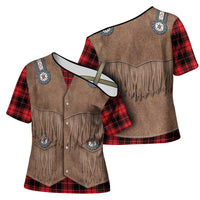 Retro Black Red Plaid Cross Shoulder Shirt Western Cowboy Vest Costume - Wonder Print Shop
