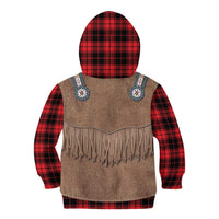 Retro Black Red Plaid Kid Hoodie Western Cowboy Vest Costume - Wonder Print Shop