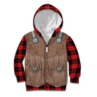 Retro Black Red Plaid Kid Hoodie Western Cowboy Vest Costume - Wonder Print Shop