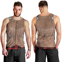 Retro Black Red Plaid Men Tank Top Western Cowboy Vest Costume - Wonder Print Shop