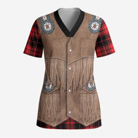 Retro Black Red Plaid Scrub Top Western Cowboy Vest Costume - Wonder Print Shop