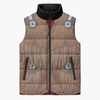 Retro Black Red Plaid Sleeveless Puffer Jacket Western Cowboy Vest Costume - Wonder Print Shop