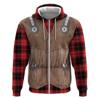 Retro Black Red Plaid Zip Hoodie Western Cowboy Vest Costume - Wonder Print Shop