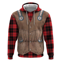 Retro Black Red Plaid Zip Hoodie Western Cowboy Vest Costume - Wonder Print Shop