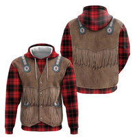 Retro Black Red Plaid Zip Hoodie Western Cowboy Vest Costume - Wonder Print Shop