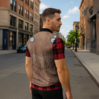 Retro Black Red Plaid Zipper Polo Shirt Western Cowboy Vest Costume - Wonder Print Shop