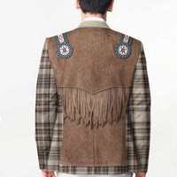 Retro Brown Beige Plaid Blazer Western Cowboy Vest Costume - Wonder Print Shop